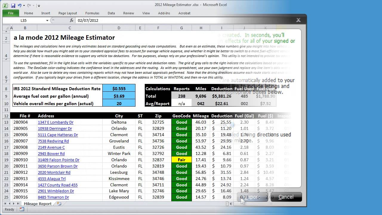 mileage estimator for appraisers 2012 youtube