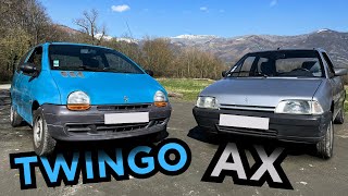 🇫🇷 CITROËN AX vs RENAULT TWINGO, laquelle est la MEILLEURE ? DUEL au SOMMET ⛰️