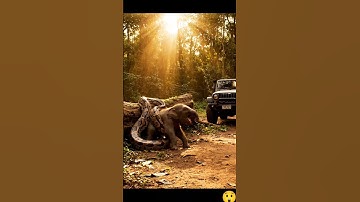 Hero Rescues Baby Elephant from Giant Python 😱🐘🐍 #youtubeshorts #animals #shorts #viral