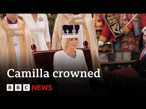 Moment Queen Camilla is crowned at Coronation ceremony in Westminster Abbey - BBC News