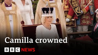 Moment Queen Camilla is crowned at Coronation ceremony in Westminster Abbey - BBC News