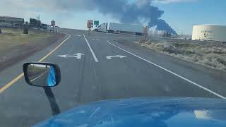 Truck uses runaway ramp on Cabbage Hill. Snow in Oregon and Idaho. Food plant fire from explosion.