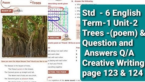6th std (Poem) Trees & Question and answer, VOCABULARY, CREATIVE WRITING & An acrostic poem 