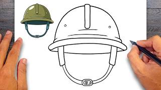 How to draw Military Helmet - Easy Drawing for Kids & Beginners
