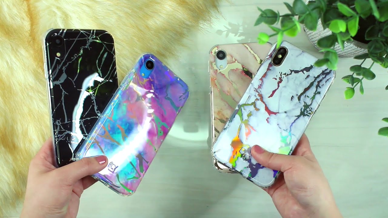 Caseco Design Phone Cases - Holographic Marble Case for iPhone 13, Samsung S22, & Android Phones