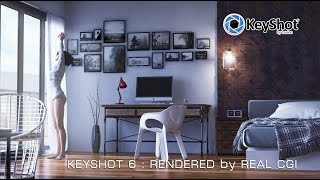 Keyshot 6 interior scene : shot test environment , lights and materials : Scene 07 [NO SOUND]