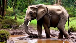 Big Elephant Tusker Crushes Ground in Powerful Display