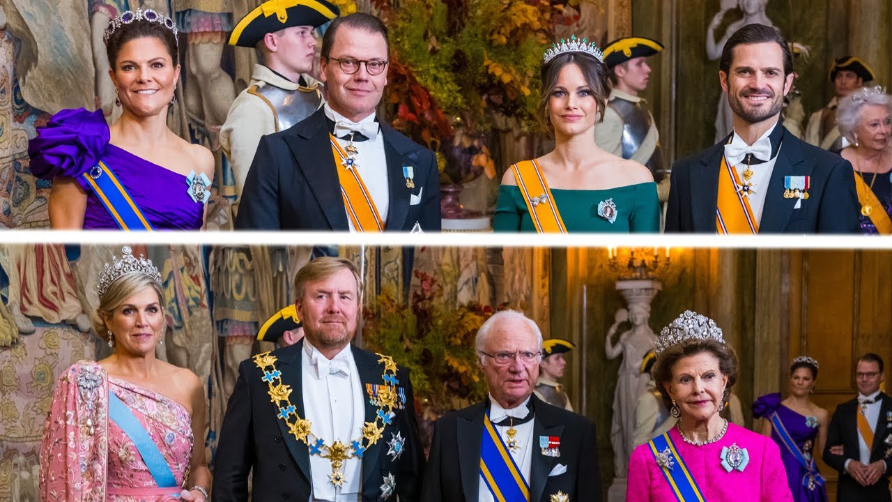 Swedishs and Dutch Royals at Dinner party at the Royal Palace