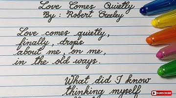 Cursive Writing Practice | Neat Cursive Handwriting | Poem By Robert Creeley