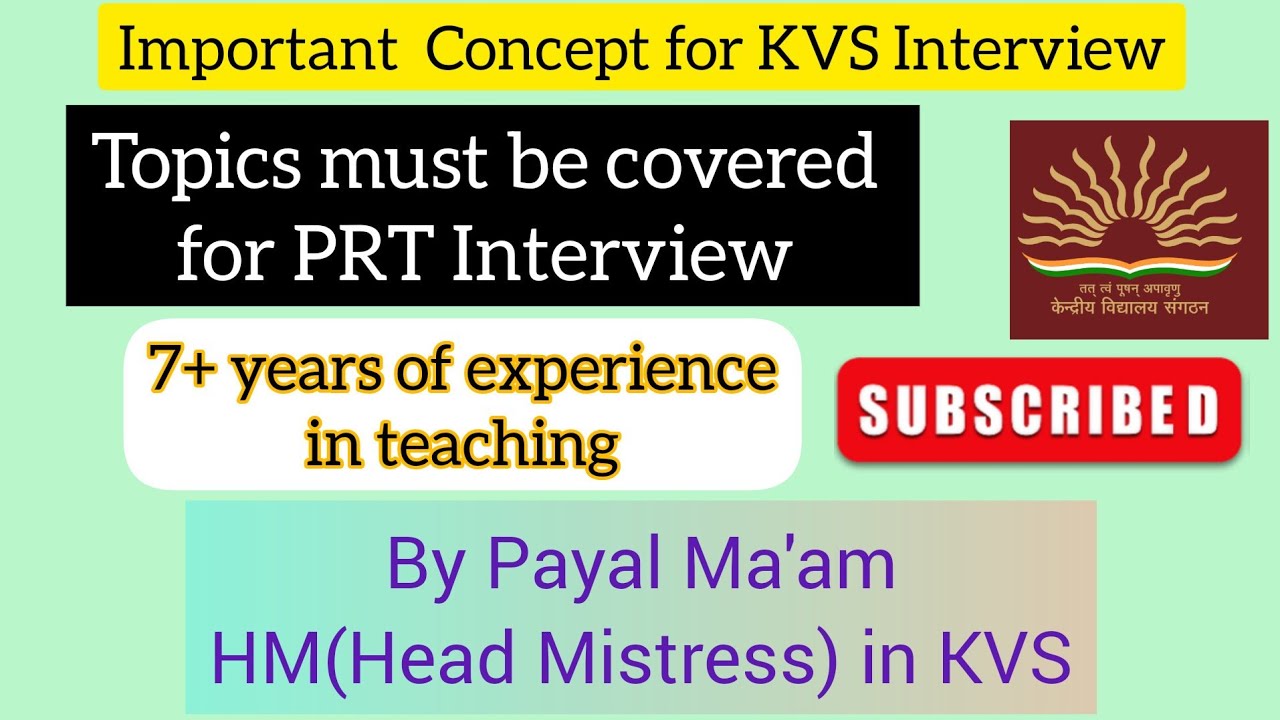 KVS PRT Interview|| Topics to be covered|| 