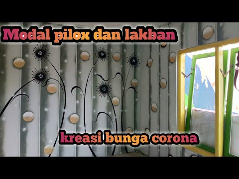  Cat  dinding  motif bunga corona 3D  wall painting 