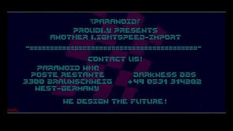 Paranoid   Another Lightspeed Import mp4 HYPERSPIN AMIGA INTRO CRACKTRO DEMO COMMODORE NOT MINE VIDE