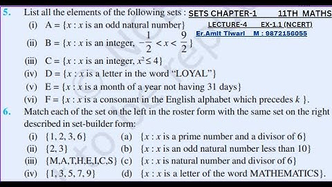 list all the elements of following sets | Ex-1.1 | Chapter-1 | Sets | Ncert class 11| CBSE | Boards