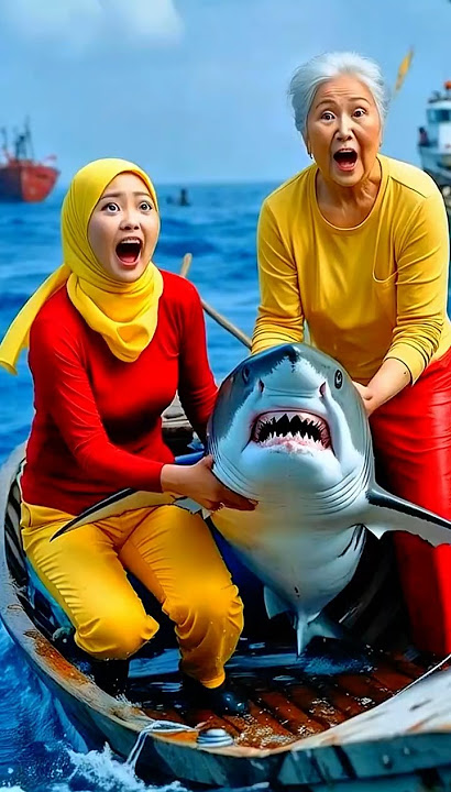 Nenek Lucu Mancing Dapat Ikan Hiu Perahu Bocor Tergelincir - Animasi Raihan