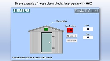 PLC Siemens S7 1200: Simple example of house alarm simulation program with HMI