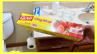 HOW TO FINALLY GET PLASTIC WRAP TO STOP STICKING TO ITSELF!!  (Genius Cleaning Hack) | Andrea Jean