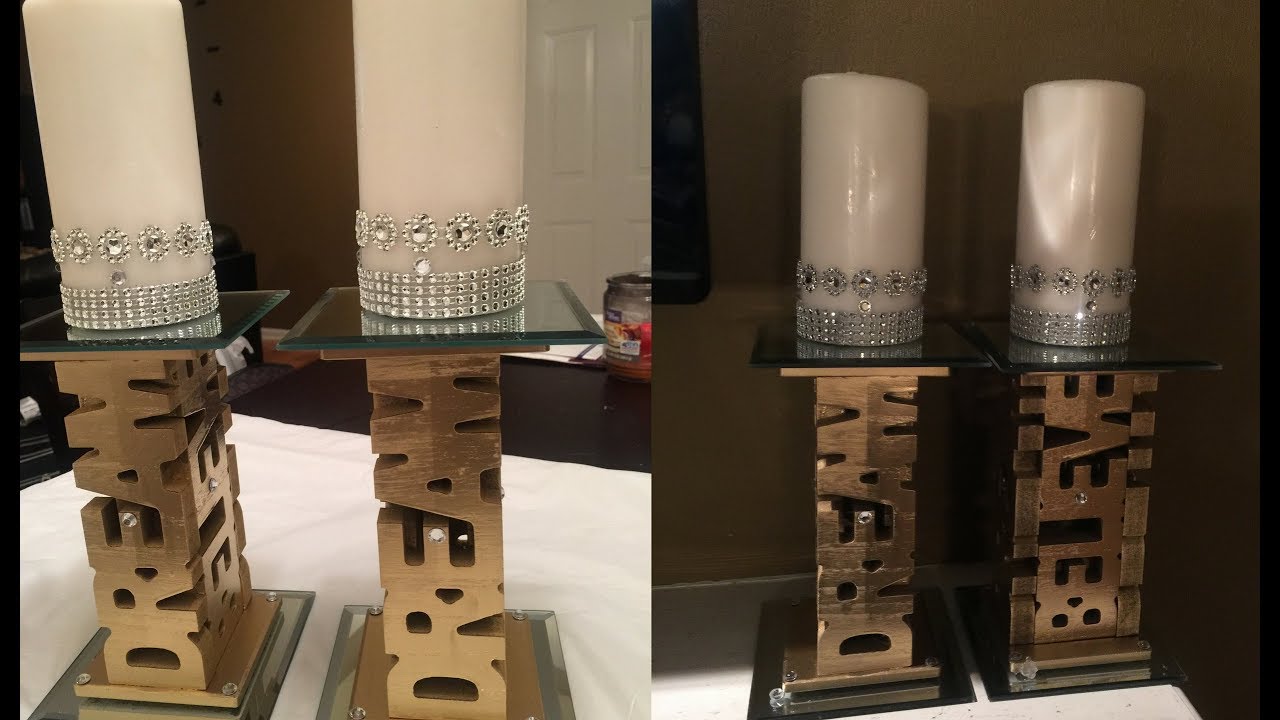 Dollar Tree DIY Mirrored Pillar Candleholders YouTube