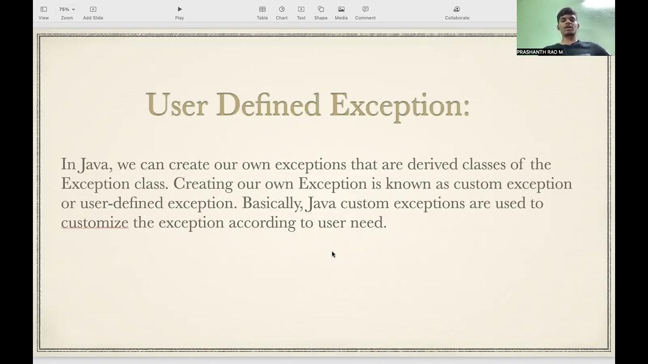 Creation of User-defined Exception in JAVA - YouTube