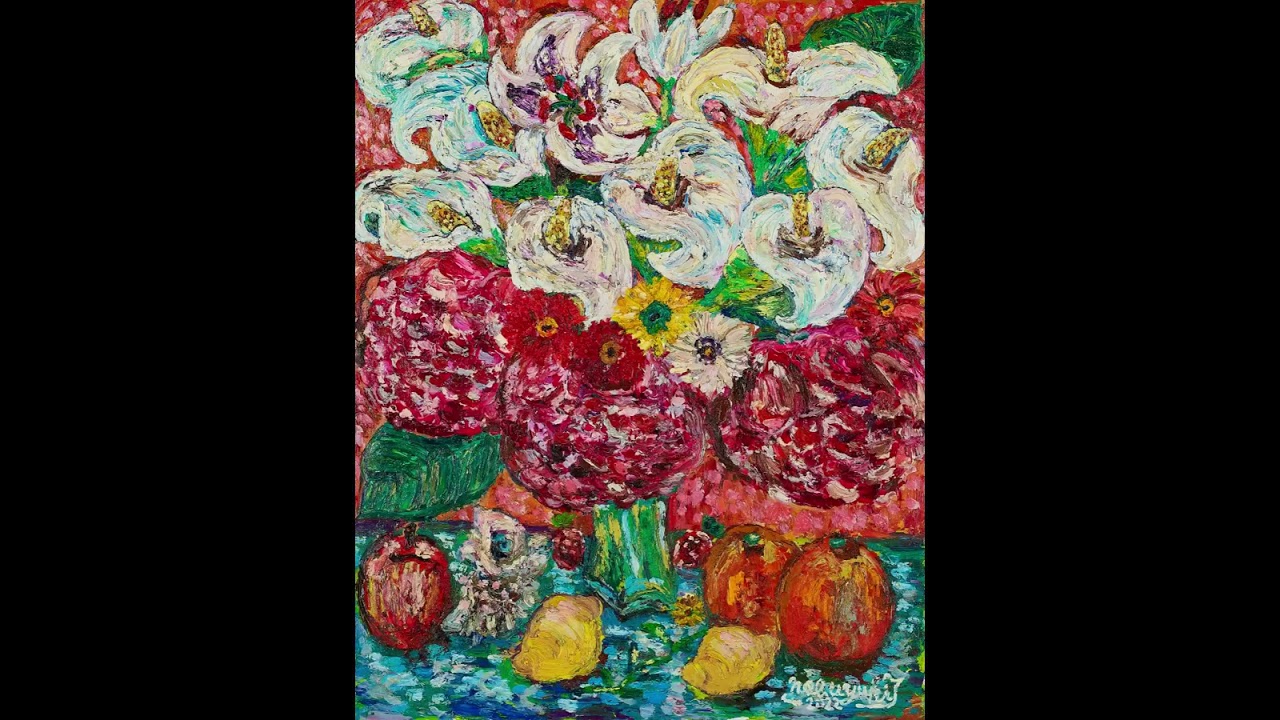 あけびの花咲く 油彩画 2021年～2022年 油彩画 花 - YouTube