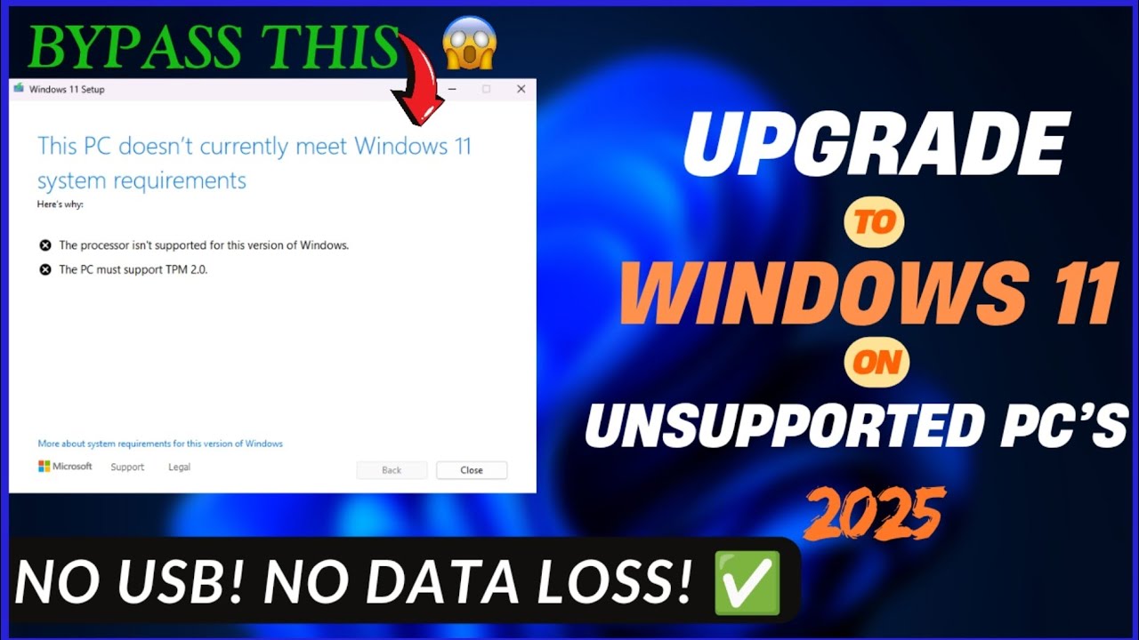 Upgrade to Windows 11 from Windows 10 on Unsupported Hardware Without ...