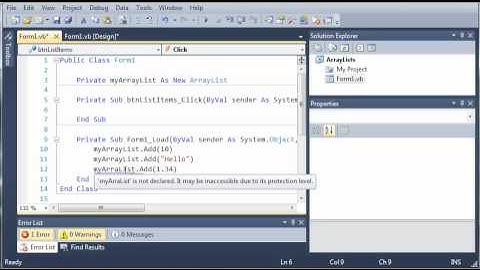 Visual Basic Tutorial - 80 - More On ArrayLists Part 1