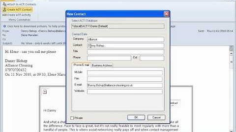How to Create an ACT Contact from an Outlook Message -betteractnow training