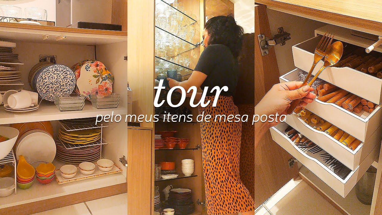 TOUR PELA CRISTALEIRA | Meus itens de mesa posta #TourPelaCristaleira