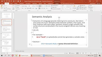 Semantic Analysis - Syntax Directed Definition SDD / Attribute Grammar - BS(CS)VI (A) - 5th May 2021