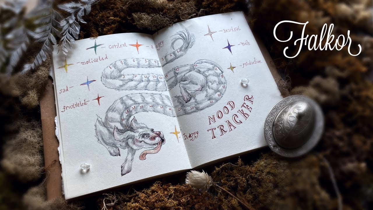 How to draw Falkor the Luckdragon | Mood tracker | Fantasy Bujo