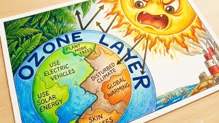 ozone day drawing || save ozone layer poster making || very easy - step by step