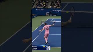 Messi vs LeBron James at US Open AI 🎾 #shorts #ai #lebronjames #messi #nba #tennis #usopen
