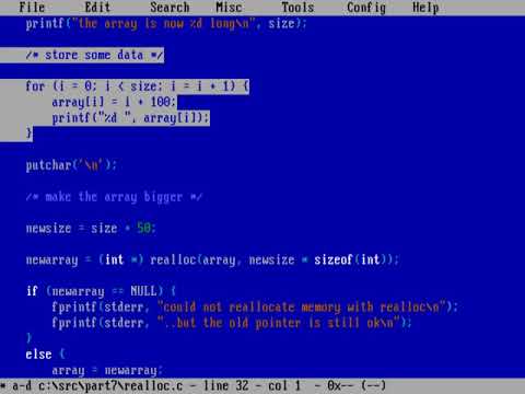 Writing FreeDOS programs in C (realloc)