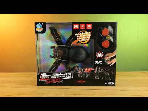Павук на радіокеруванні з пультом для дітей реалістична іграшка Mega Тарантул 25 см підсвічування для розіграшів і подарунків, видео 1