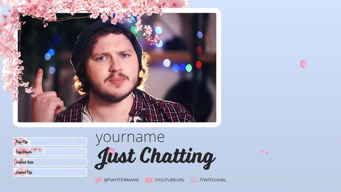 Pink Sakura Just Chatting Stream Overlay 