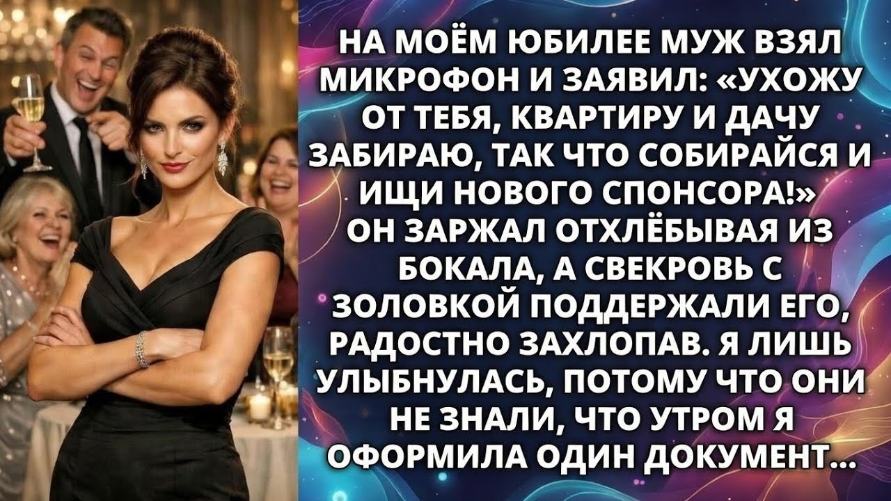 На моём юбилее муж взял микрофон и заявил: Ухожу от тебя, квартиру и дачу забираю...
