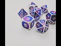 Old School Dice 7 Piece DnD RPG Metal Dice Set: Dragon Forged - Platinum Purple & Blue