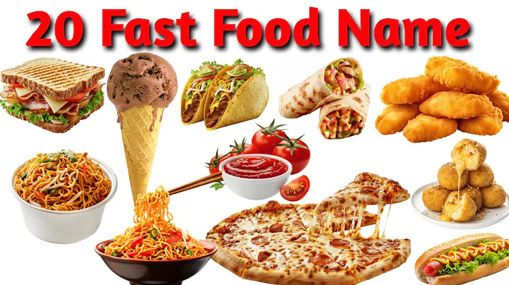 20 Fast Food Names in English and Hindi 🍔🍕🍟| Learn fast food with drawing and animations .
