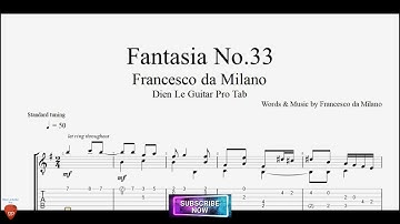 Fantasia No.33 by Francesco da Milano with Guitar Tutorial TABs