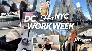 work week in my life: from DC to NYC! The Jet Bus, first time back, doctor visit, work events etc