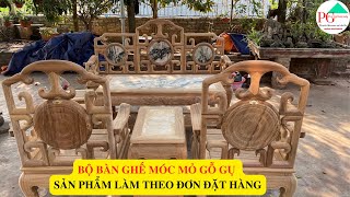 Ghế Móc Mỏ | GM26 Bộ Bàn Ghế Móc Mỏ Mọng Thủng Gỗ Gụ - Đồ Gỗ Phương Giang