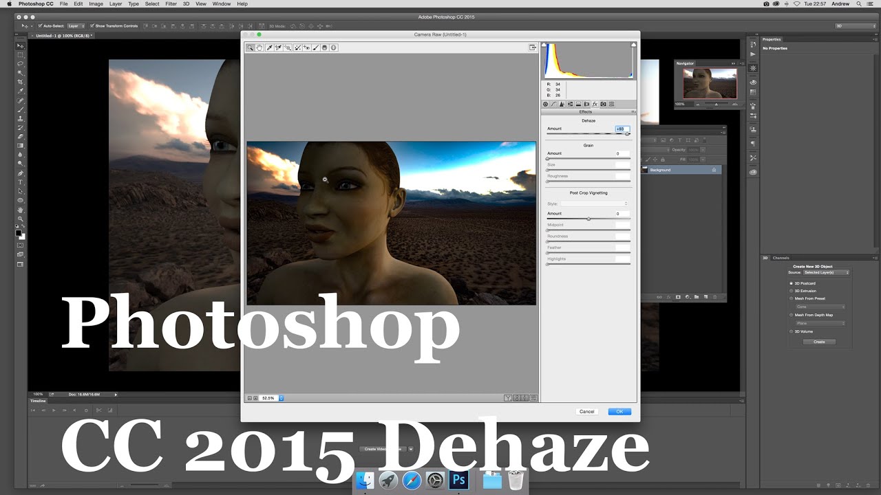 Photoshop Cc Camera Raw Filter Dehaze Tutorial Youtube