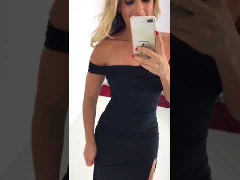 vestido midi ombro a ombro preto