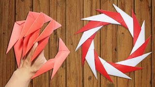 Origami Easy - How to make Dragon Claws & Paper Ninja Star shuriken 14 points - tutorial