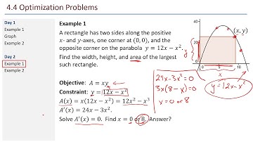 Math 211 - 4.4 (part 2 of 2) Optimization