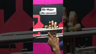 How to play Bb-Major scale on trumpet now (Ab concert) #music #trumpet #brass