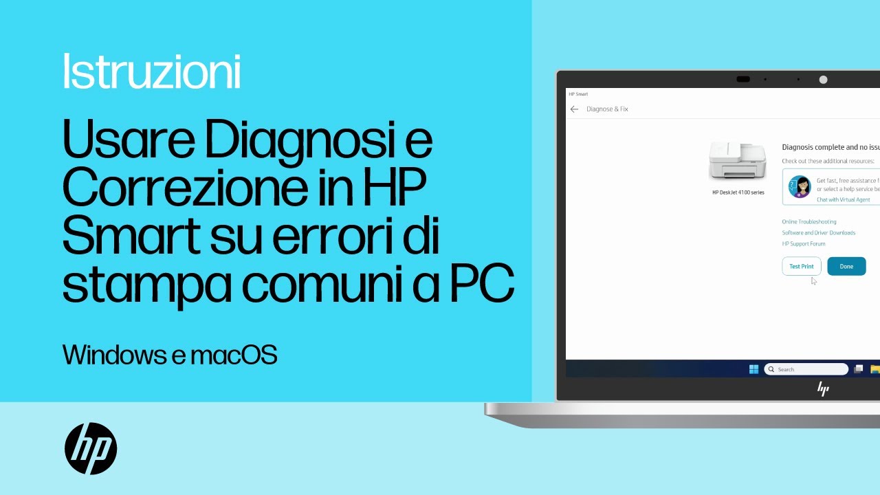 Usare Diagnosi e Correzione in HP Smart su errori di stampa comuni a PC Windows e macOS | @HPSupport