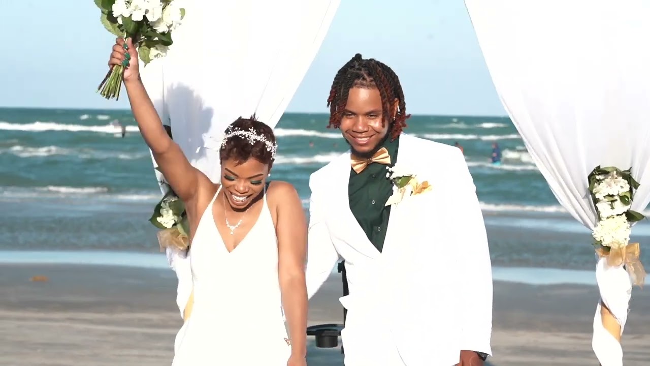 Yasmine and Tedric's Port Aransas Premium Beach Wedding with Pastor Rick Barrera Officiating.