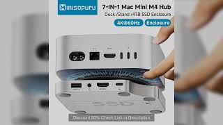 Minisopuru Mac Mini M4 Dock Stand with M.2 Nvme SSD Enclosure 4K60Hz HDMI SD/TF Card Multi-Port USB