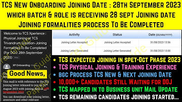 TCS Sept-Oct Phase New Onboarding Joining Date Out 28th September 2023 TCS Remaining Joining Started