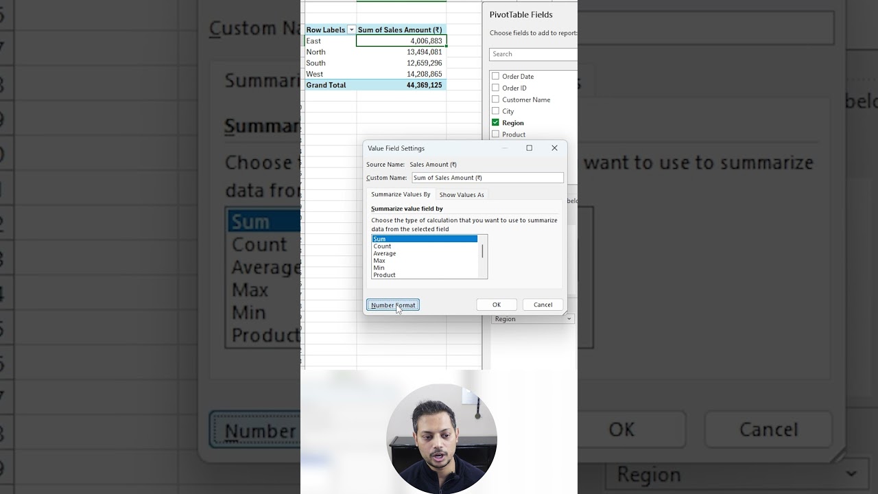 Show ₹ Currency in Pivot Table | Excel Trick 🔥